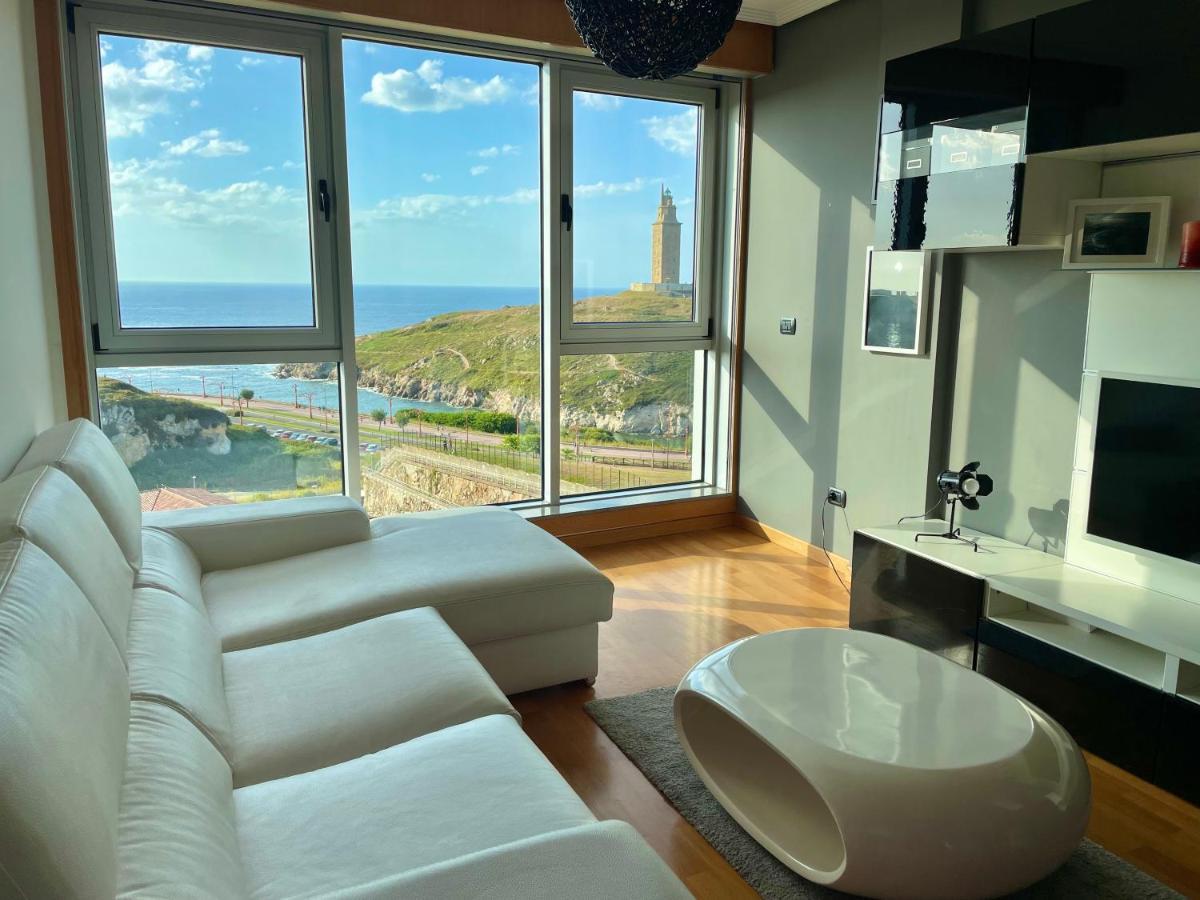 Parking, Vistas Al Mar Y Tres Habitaciones Corunha Exterior foto